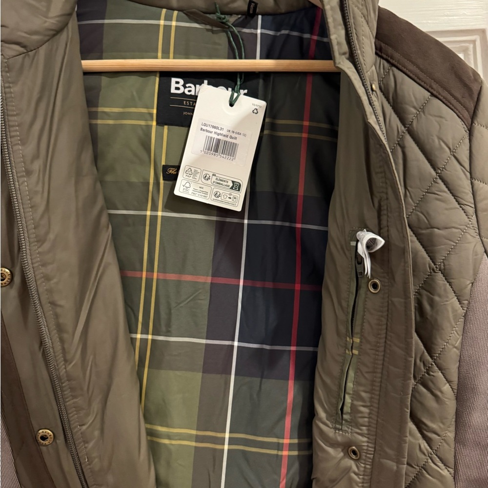 Barbour Quilted Utility Jacket - Olive and Brown - Picture 6 of 9